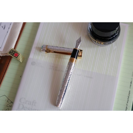 Platinum Hammered Silver Migaki Fountain Pen